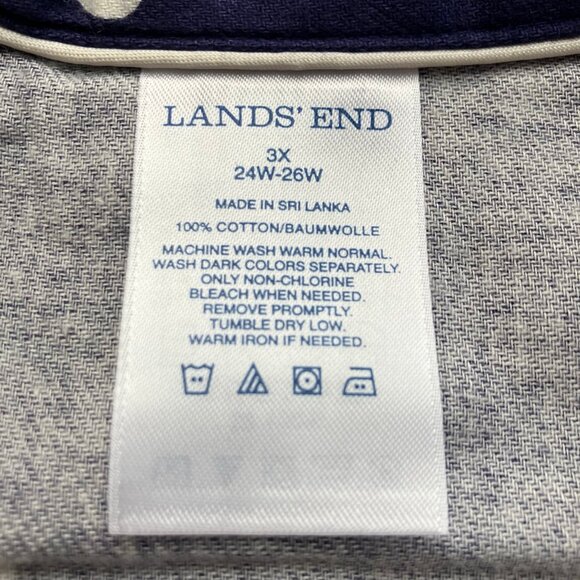 NWOT  Lands End 100% Cotton Flannel Pajama Top, Patriot Blue Dots Print, Sz 3X - Picture 8 of 11